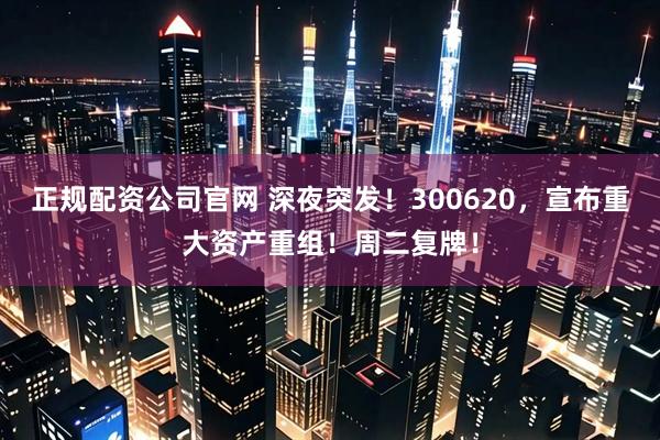正规配资公司官网 深夜突发！300620，宣布重大资产重组！周二复牌！