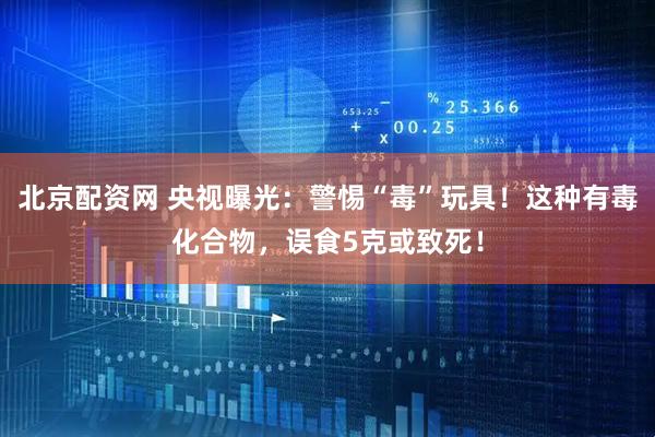 北京配资网 央视曝光：警惕“毒”玩具！这种有毒化合物，误食5克或致死！